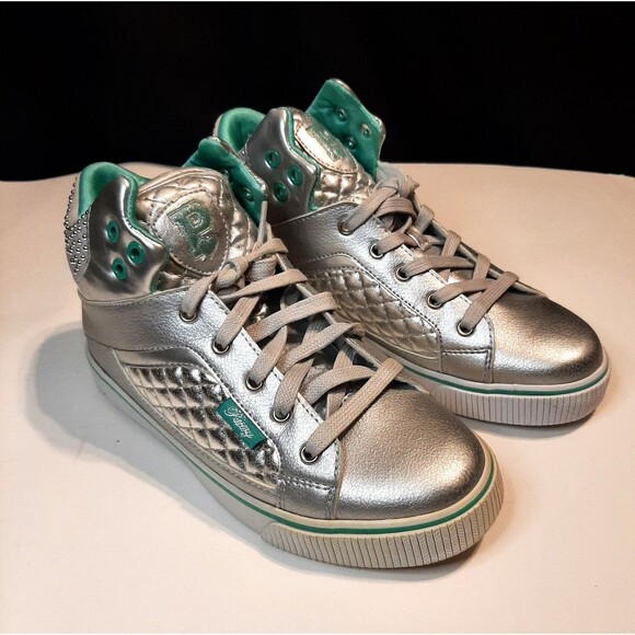 Pastry High Top Sneakers Womens 7 Silver and Teal Studded Dance Skater Retro - Picture 1 of 9